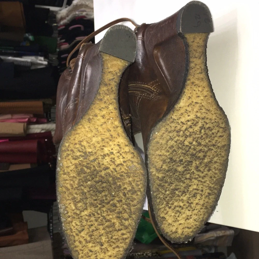 APEPAZZA REAL LEATHER LACED TIE UP WEDGE HEEL NON SKID SOLE Knee-High Boots - Picture 7 of 11